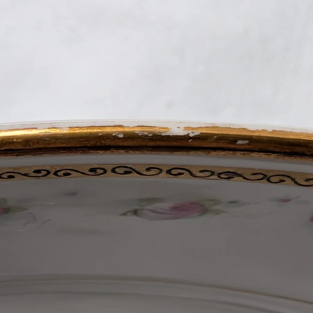 Limoges W.M. Guerin France Pink Floral Gold Detail Porcelain Plates Vintage - 4